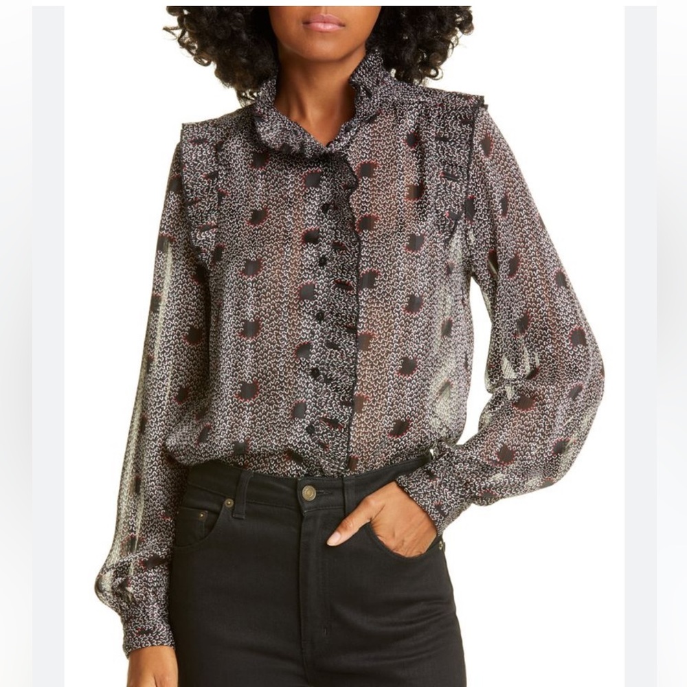 Ba&sh Precious Shirt, Night Blue, Size M NWT